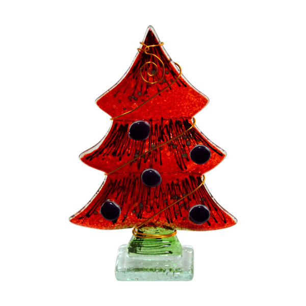 Γυάλινο Διακοσμητικό Έλατο 14χ10χ6 - amythito 065138501 - γυαλί, χειροποίητα, χριστουγεννιάτικο δέντρο, διακοσμητικά, δέντρο