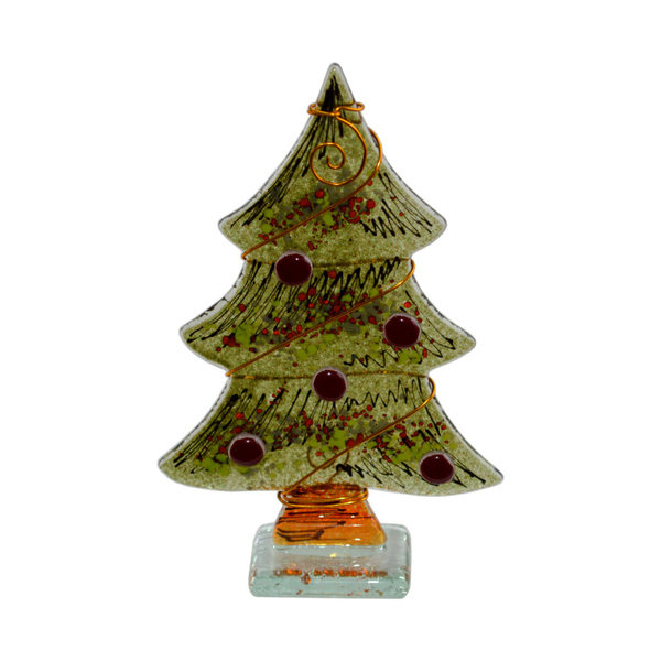 Γυάλινο Διακοσμητικό Έλατο 14χ10χ6 - amythito 065138510 - γυαλί, χειροποίητα, χριστουγεννιάτικο δέντρο, διακοσμητικά, δέντρο