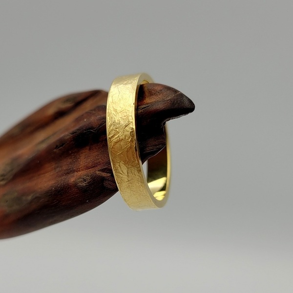 Σφυρήλατο επιχρυσωμένο 18Κ δαχτυλίδι από ασήμι 925 - ασήμι, επιχρυσωμένα, σφυρήλατο, βεράκια, σταθερά - 2