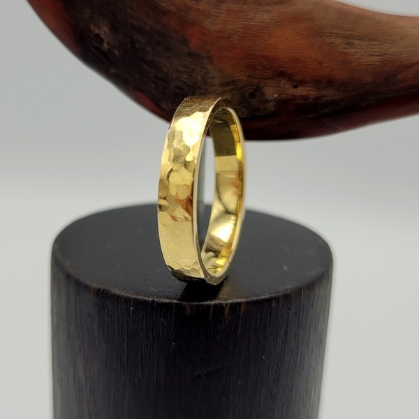 Κλασικό σφυρήλατο επιχρυσωμένο 18K δαχτυλίδι από ασήμι 925 - επιχρυσωμένα, ασήμι 925, βεράκια, σταθερά - 3