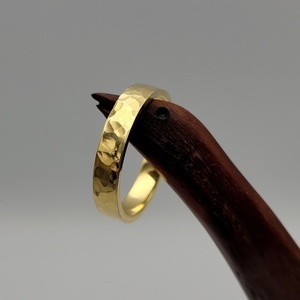 Κλασικό σφυρήλατο επιχρυσωμένο 18K δαχτυλίδι από ασήμι 925 - επιχρυσωμένα, ασήμι 925, βεράκια, σταθερά - 4