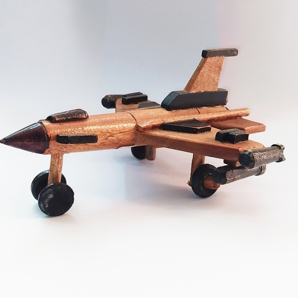 Χειροποίητο ξύλινο αεροπλάνο F16 - ξύλινα παιχνίδια - 3