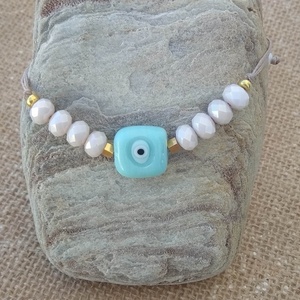 Βραχιόλι μάτι με ημιπολύτιμες πέτρες - ημιπολύτιμες πέτρες, charms, μάτι, χεριού, αυξομειούμενα - 2