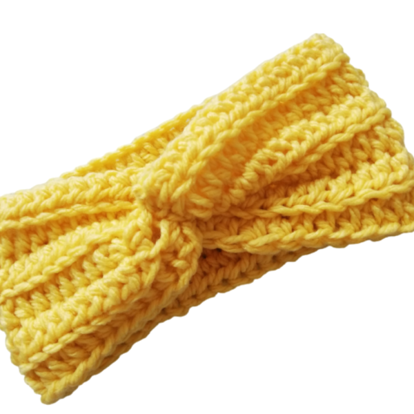 Πλεκτή Κορδέλα Μαλλιων Γυναικεια Κιτρινη! - headbands - 4