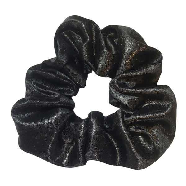 Handmade Scrunchie Black Glitter - λαστιχάκια μαλλιών