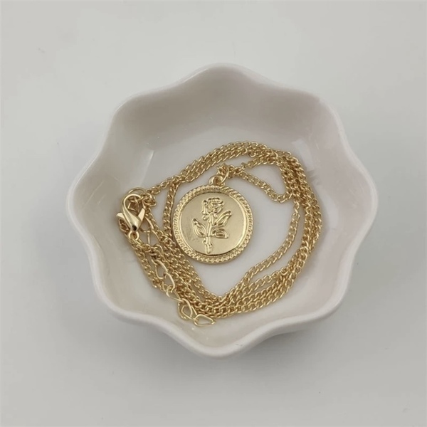 Κολιέ νόμισμα - Rose coin - charms, κοντά, λουλούδι, φλουριά - 4