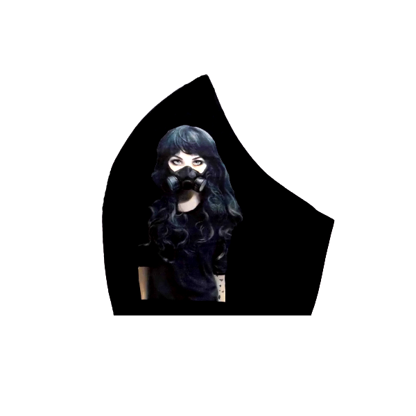 61.Μάσκα βαμβακερή-πολλαπλών χρήσεων-Σχέδιο "Girl with Gas Mask". - βαμβάκι, χειροποίητα, unisex, πλενόμενο, μάσκες προσώπου
