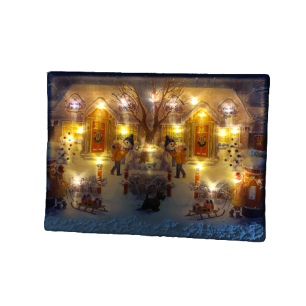 Χριστουγεννιάτικο καδράκι Χιονισμένο Τοπίο με φωτάκια - πίνακες & κάδρα, χειροποίητα, διακοσμητικά, χριστουγεννιάτικα δώρα, πρωτότυπα δώρα - 2