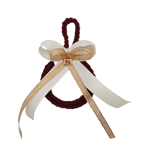 Γούρι 2021 πλεκτό κρεμαστό μπορντό χειροποίητο - νήμα, χριστουγεννιάτικα δώρα, γούρια - 2