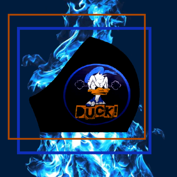 67.Μάσκα βαμβακερή-πολλαπλών χρήσεων-Σχέδιο "Blue Duck". - βαμβάκι, χειροποίητα, unisex, πλενόμενο, μάσκες προσώπου - 4