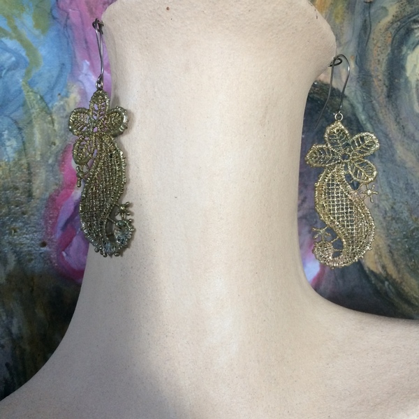Ασημένια χειροποίητα σκουλαρίκια "Vintage Lace" - ασήμι, μακριά, κρεμαστά, μεγάλα - 3