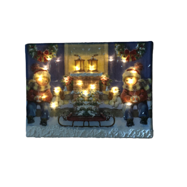 Χριστουγεννιάτικο καδράκι Παιδάκια με φωτάκια - χειροποίητα, διακοσμητικά, χριστουγεννιάτικα δώρα, πρωτότυπα δώρα - 2