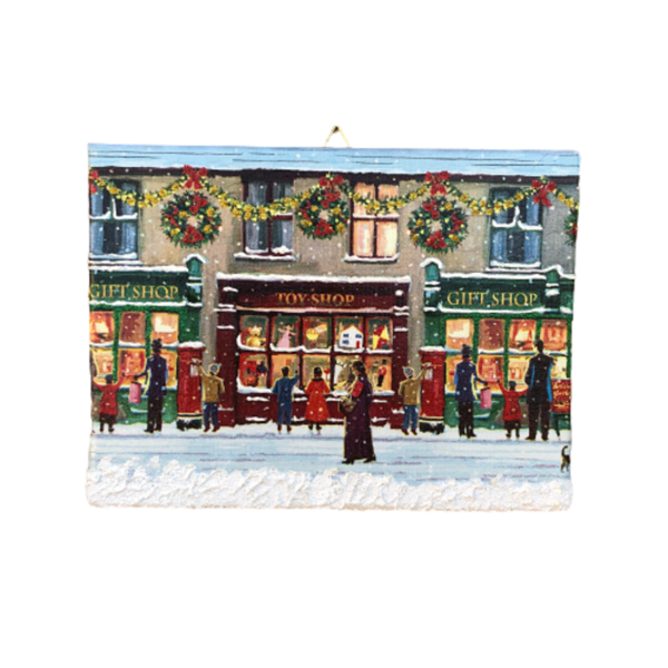 Χριστουγεννιάτικο καδράκι Χιονισμένη Αγορά με φωτάκια - σπίτι, χειροποίητα, διακοσμητικά, χριστουγεννιάτικα δώρα, πρωτότυπα δώρα