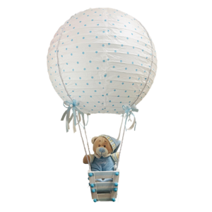 Χειροποίητο Αερόστατο Φωτιστικό Οροφής Παιδικού Δωματίου Πουά Σιέλ 40 cm - παιδικά φωτιστικά, αγόρι, δώρο γέννησης, δώρα για βάπτιση, αερόστατο
