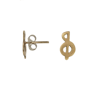 Χρυσόχρωμα ματ γυναικεία καρφωτά χειροποίητα σκουλαρίκια σχήματος κλειδί του σολ - ορείχαλκος, καρφωτά, μικρά, faux bijoux - 2