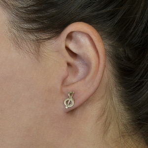 Χρυσόχρωμα ματ γυναικεία καρφωτά χειροποίητα σκουλαρίκια σχήματος κλειδί του σολ - ορείχαλκος, καρφωτά, μικρά, faux bijoux - 3