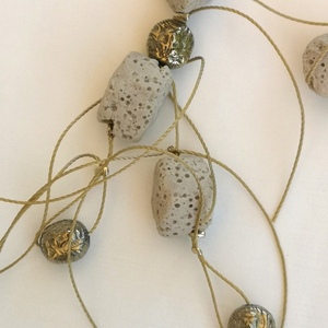 Σκουλαρίκια με λάβα - πέτρες, κρεμαστά, μεγάλα - 3