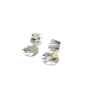 Marble circle earrings - κυκλικά σκουλαρίκια με εφέ μάρμαρο από πολυμερικό πηλό - πηλός, χειροποίητα, minimal, κρεμαστά