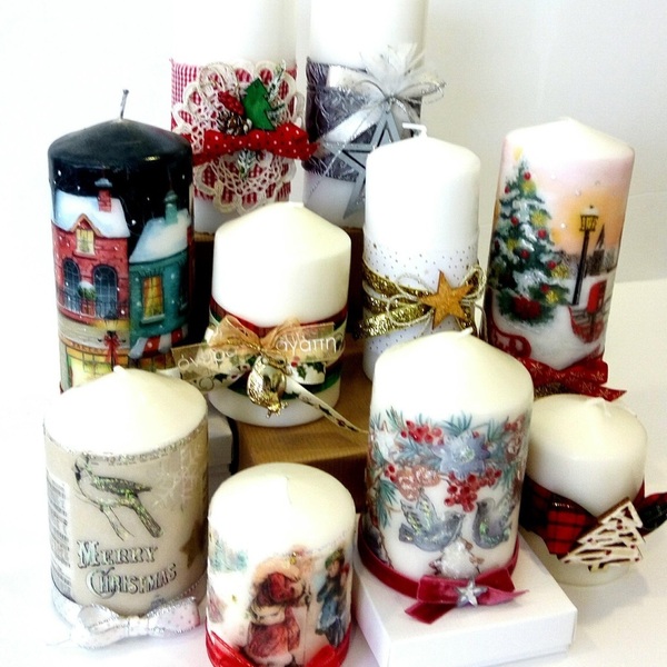 Διακοσμητικό Χριστουγεννιάτικο κερί - vintage, κερί, διακοσμητικά, χριστουγεννιάτικα δώρα, επιτραπέζια, κεριά & κηροπήγια - 4