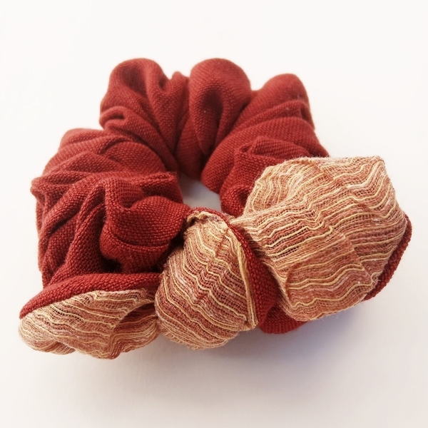 Scrunchies Combo Red - ύφασμα, φιόγκος, λαστιχάκια μαλλιών - 3
