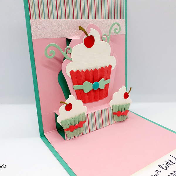 Τρισδιάστατη Ευχετήρια Κάρτα Γενεθλίων - Cupcakes - γενέθλια, κάρτα ευχών - 3
