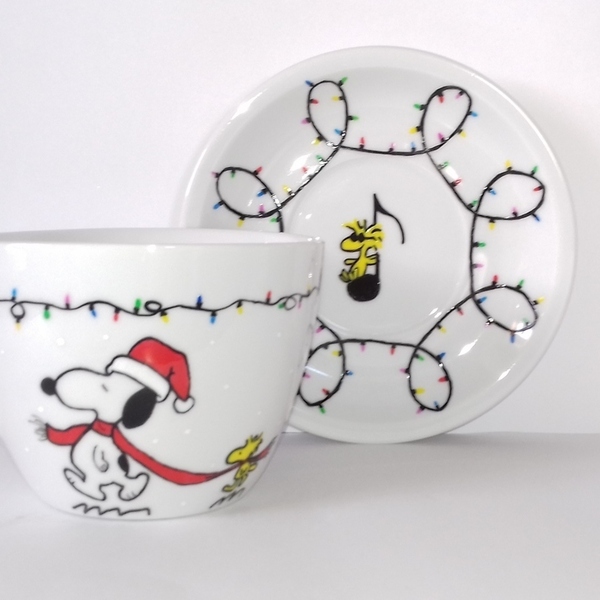 Snoopy and Woodstock Christmas - πηλός, πορσελάνη, merry christmas, χριστουγεννιάτικα δώρα, κούπες & φλυτζάνια