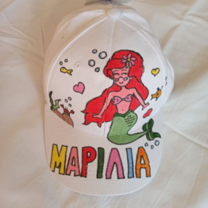 παιδικό καπέλο jockey με όνομα και θέμα γοργόνα ( mermaid ) - δώρο, όνομα - μονόγραμμα, γοργόνα, καπέλα - 3