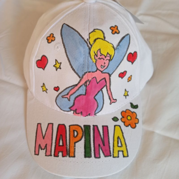παιδικό καπέλο jockey με όνομα και θέμα ξανθιά νεράιδα ( blonde fairy) - δώρο, όνομα - μονόγραμμα, νεράιδα, καπέλα - 4