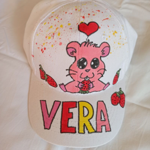 παιδικό καπέλο jockey με όνομα και θέμα cute hamster ( χάμστερ ) - δώρο, όνομα - μονόγραμμα, personalised, καπέλα, ζωάκια - 3