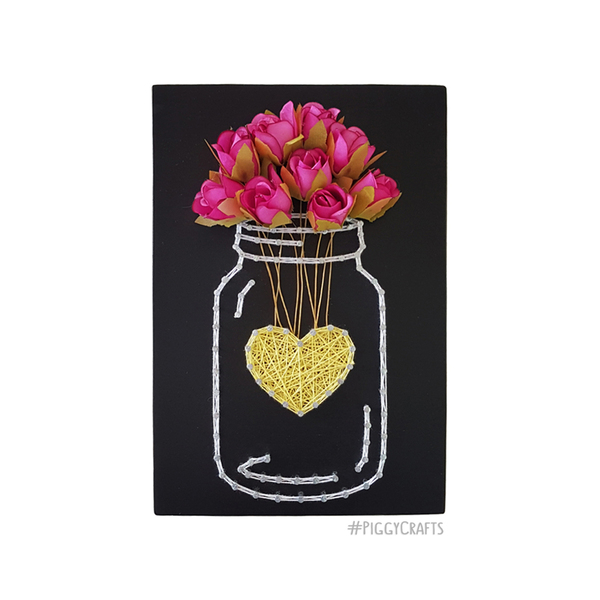 Ξύλινο διακοσμητικό με σχέδιο βάζο με χάρτινα λουλούδια 22x15cm - ξύλο, λουλούδια, γιαγιά, διακοσμητικά