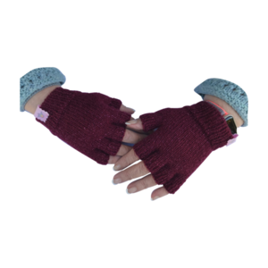 πλεκτά γάντια με μισά δάχτυλα μπορντό, 8 x 15 εκ - ακρυλικό - 2