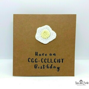 Ευχετήρια κάρτα γενεθλίων - Αυγό τηγανητό - crochet, γενέθλια, αυγό, χιουμοριστικό - 2
