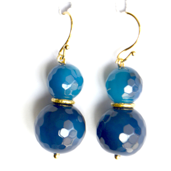 Κοντά σκουλαρίκια με μπλε jade - ημιπολύτιμες πέτρες, μικρά, κρεμαστά