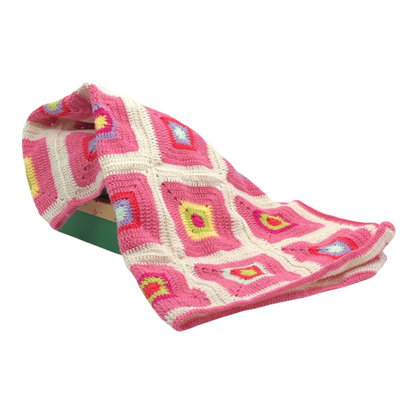 Κουβέρτα λίκνου & κούνιας καρότσι χειροποίητη πλέκτη ροζ 0,90x0,90 - δώρο, βρεφικά, προίκα μωρού