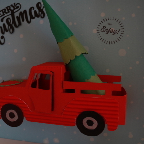 Καδράκι "Christmas Truck" - πίνακες & κάδρα, χριστουγεννιάτικο δέντρο, διακοσμητικά, χριστουγεννιάτικα δώρα - 3