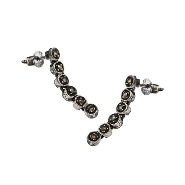 Ασημένια σκουλαρίκια Μαρκασίτης - ασήμι, ημιπολύτιμες πέτρες, καρφωτά, μικρά