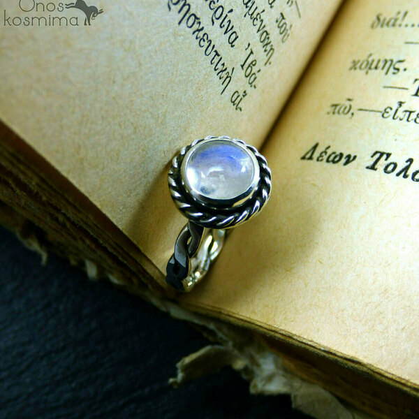 " Magical Moonstone " - Χειροποίητο δαχτυλίδι από ασήμι 925 με ημιπολύτιμο λίθο Φεγγαρόπετρα!!! - ασήμι, ημιπολύτιμες πέτρες, φεγγαρόπετρα, μικρά, σταθερά - 5