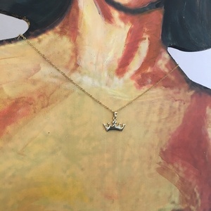 Κολιέ από ατσαλι - Crown steel necklace - charms, κορώνα, κοντά, ατσάλι - 5