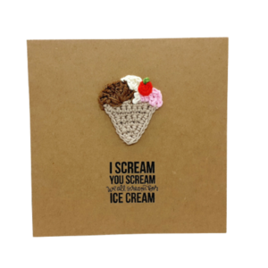 Ευχετήρια κάρτα (βελονάκι) - Παγωτό - γενέθλια, παγωτό, γενική χρήση