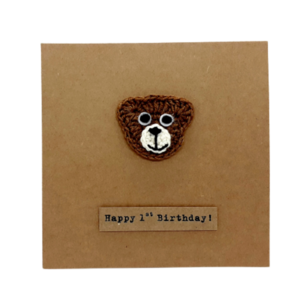 Ευχετήρια κάρτα (βελονάκι) - Αρκουδάκι - γενέθλια, γέννηση, δώρα για μωρά, δώρο για βάφτιση