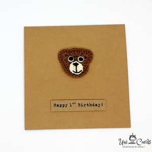 Ευχετήρια κάρτα (βελονάκι) - Αρκουδάκι - γενέθλια, γέννηση, δώρα για μωρά, δώρο για βάφτιση - 3