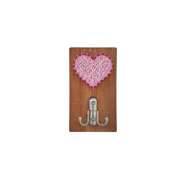 Mini ξύλινη κρεμάστρα "Καρδούλα" - ξύλο, καρδιά, κορδόνια, κρεμάστρες