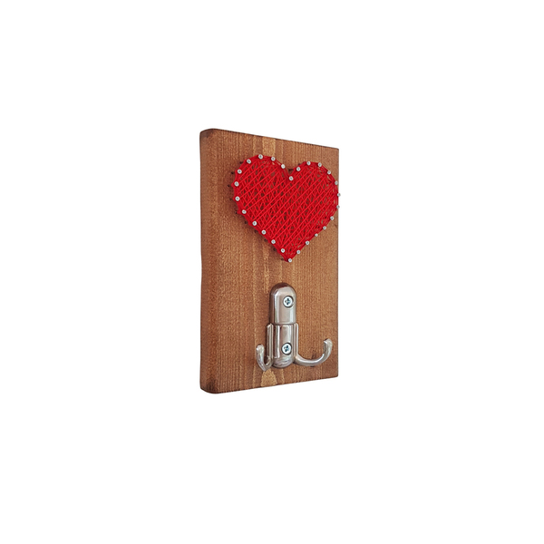 Mini ξύλινη κρεμάστρα "Καρδούλα" - ξύλο, καρδιά, κορδόνια, κρεμάστρες - 4