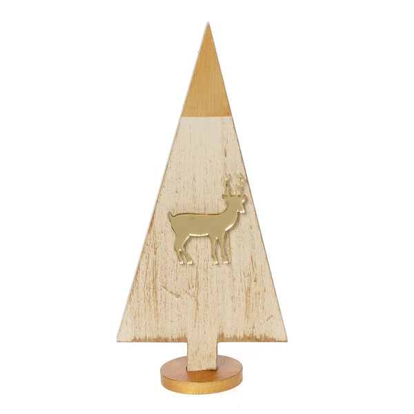 Ξύλινο χριστουγεννιάτικο δέντρο με χρυσό τάρανδο - ξύλο, σπίτι, διακοσμητικά - 2