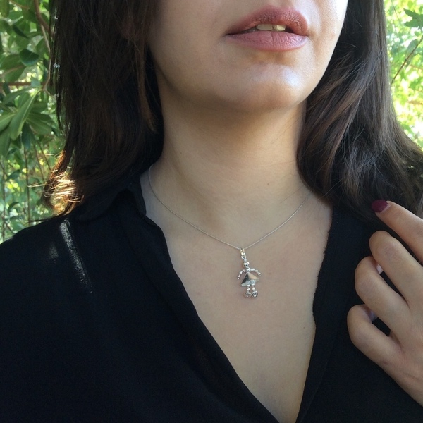 Ασημένιο κολιέ με κοριτσάκι - charms, ασήμι 925, κοντά - 4