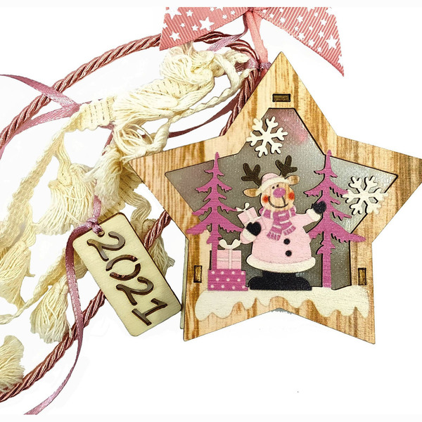 χειροποίητο γούρι φωτιζόμενο τάρανδος - αστέρι, χριστουγεννιάτικα δώρα, στολίδια, δέντρο - 3
