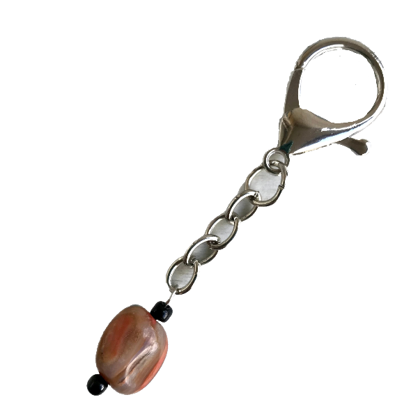 Μπρελόκ κλειδιών γάντζος με Αχάτη Πορτοκαλί ημιπολύτιμη πέτρα 16χιλ - ημιπολύτιμες πέτρες, αχάτης, ανδρικά μπρελόκ, αυτοκινήτου, σπιτιού