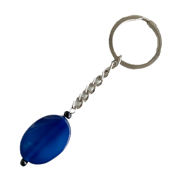 Μπρελόκ κλειδιών κρίκος με Αχάτη Μπλε - ημιπολύτιμες πέτρες, αχάτης, αυτοκινήτου, σπιτιού
