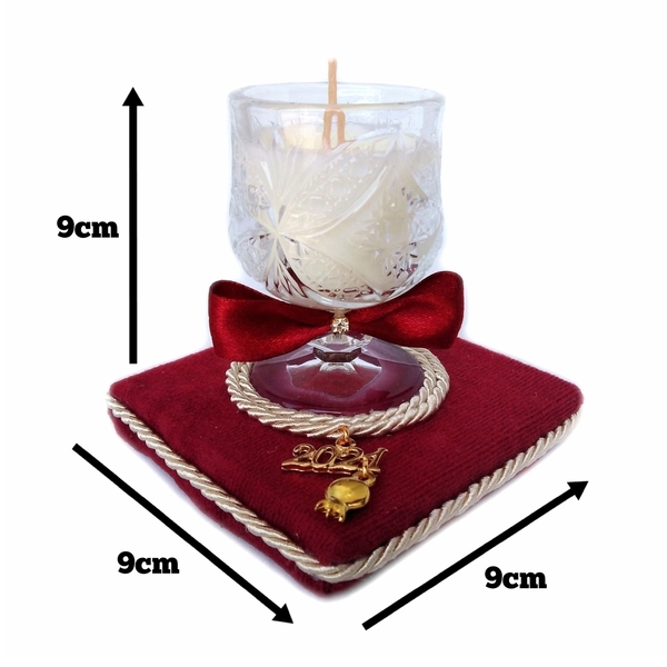 Γούρι 2022 αρωματικό κερί σε μπορντό βάση 9×9×9cm - χριστουγεννιάτικα δώρα, κεριά & κηροπήγια - 3