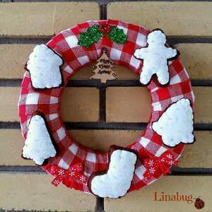 Χριστουγεννιάτικο στεφάνι cookies - γκλίτερ, στεφάνια, διακοσμητικά - 2